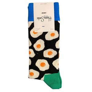 NWT Happy Socks Sunny Side Up Eggs Crew Socks Mens Womens 12 3